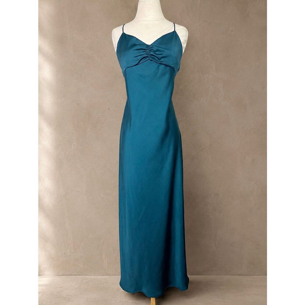 Favorite Daughter Sz L The Envy Emerald Satin Slip Dress NWT Anthropologie